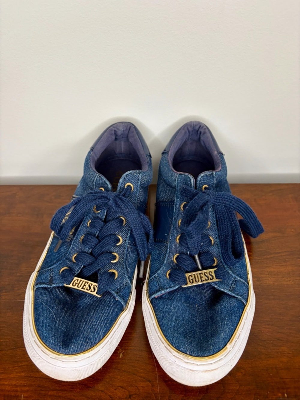 Guess Women’s Dark Blue Lace-Up Sneakers, Size 7.5